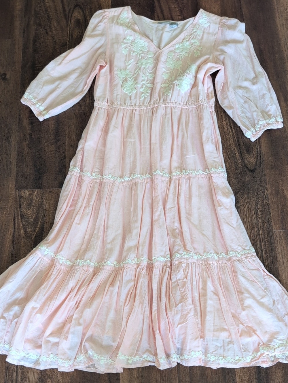 Lucky Brand Light Pink Embroidered Tiered Dress